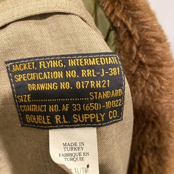 Polo double RL line olive bomber jacket xl